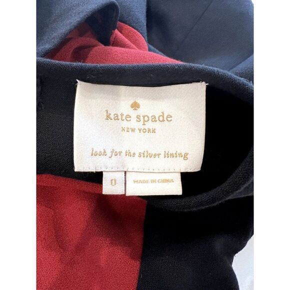 Kate Spade Short Sleeve Color Block Shift Dress in Red/Black Size 0 - Picture 5 of 6